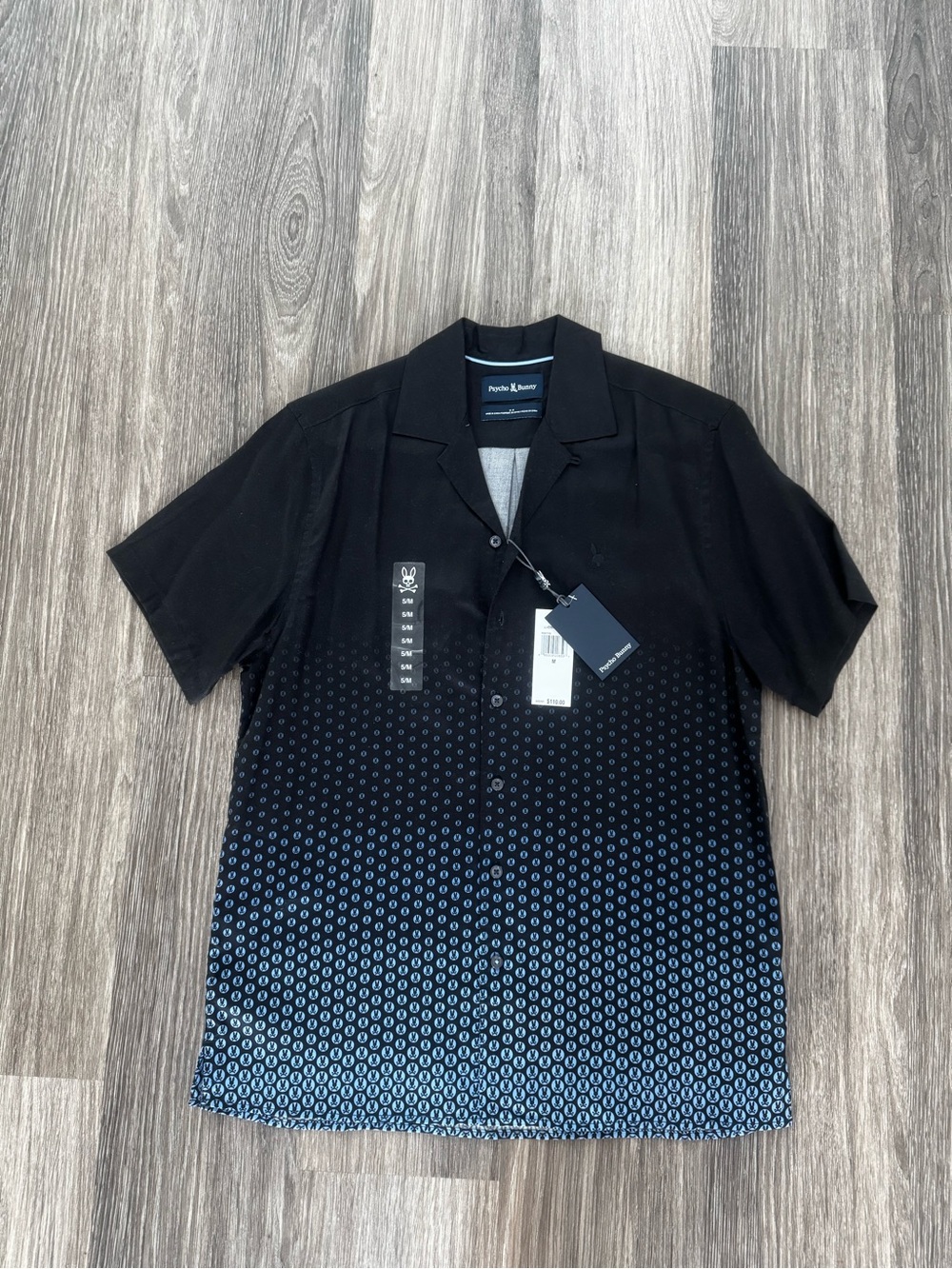 Psycho Bunny Black to Blue Gradient Short-Sleeve Button Down Shirt